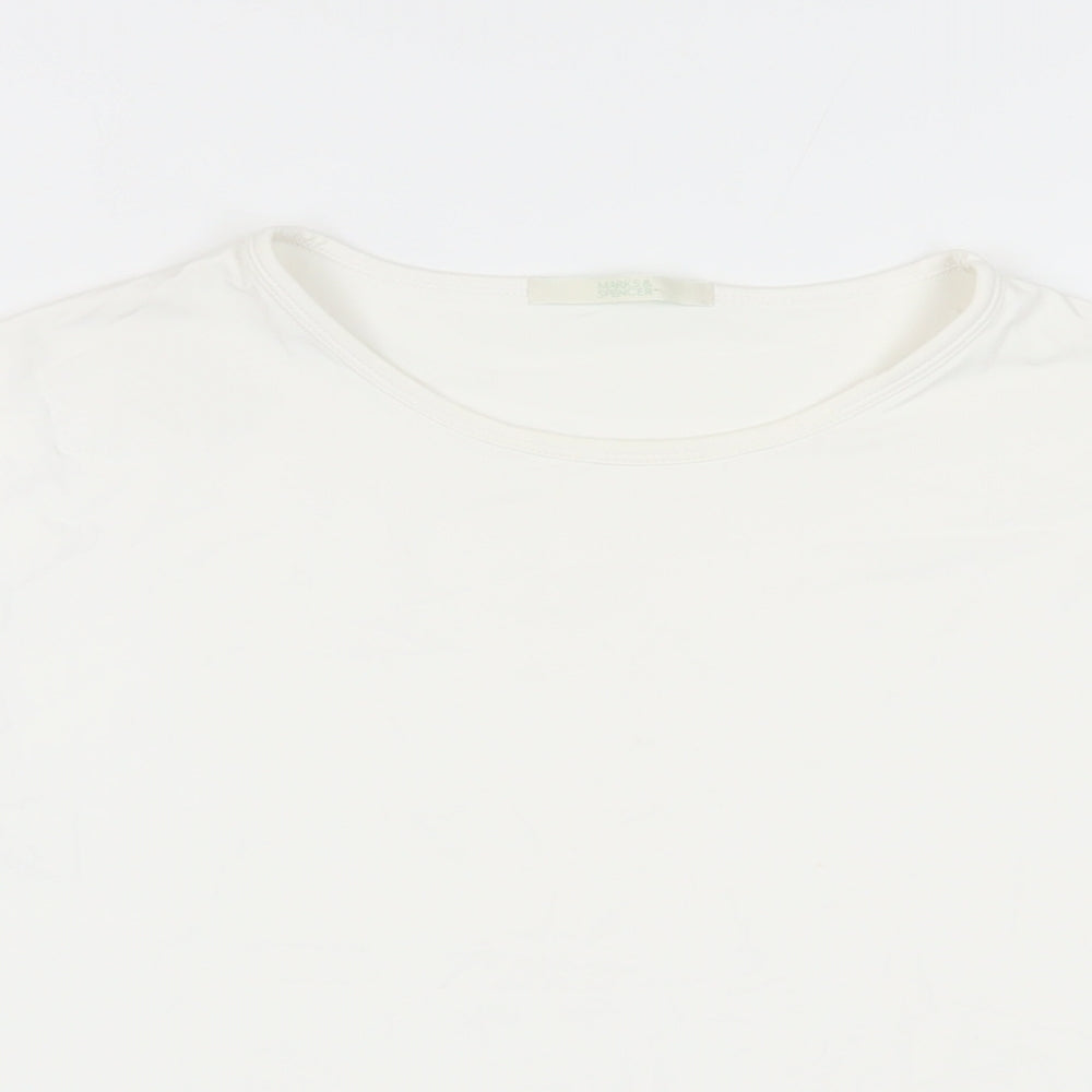 Marks and Spencer Womens White Polyamide Basic T-Shirt Size 20 Crew Neck