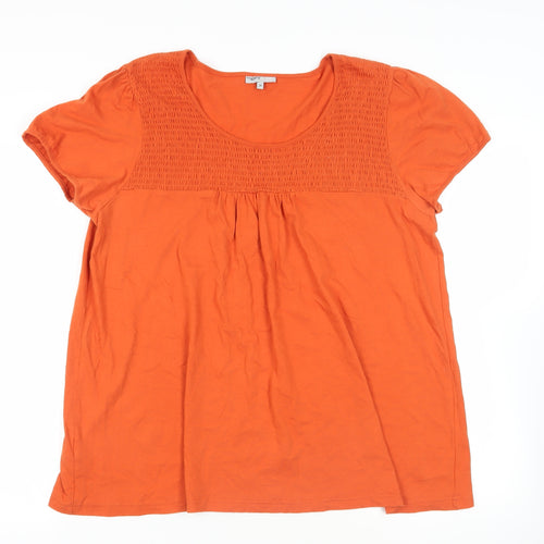 Rogers Womens Orange Cotton Basic T-Shirt Size 20 Round Neck