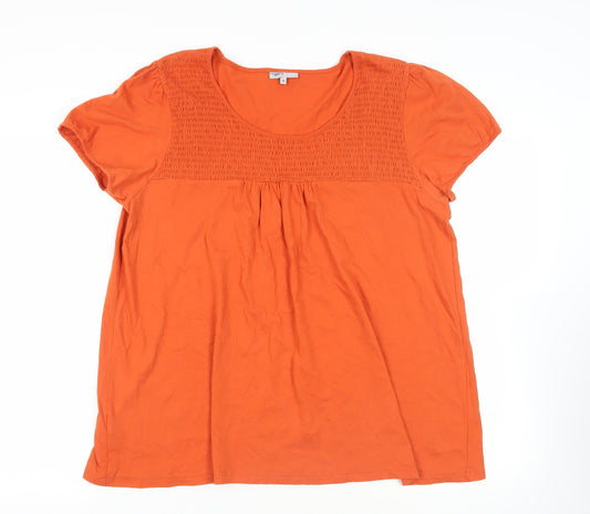 Rogers Womens Orange Cotton Basic T-Shirt Size 20 Round Neck