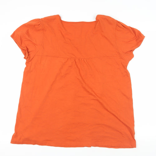 Rogers Womens Orange Cotton Basic T-Shirt Size 20 Round Neck