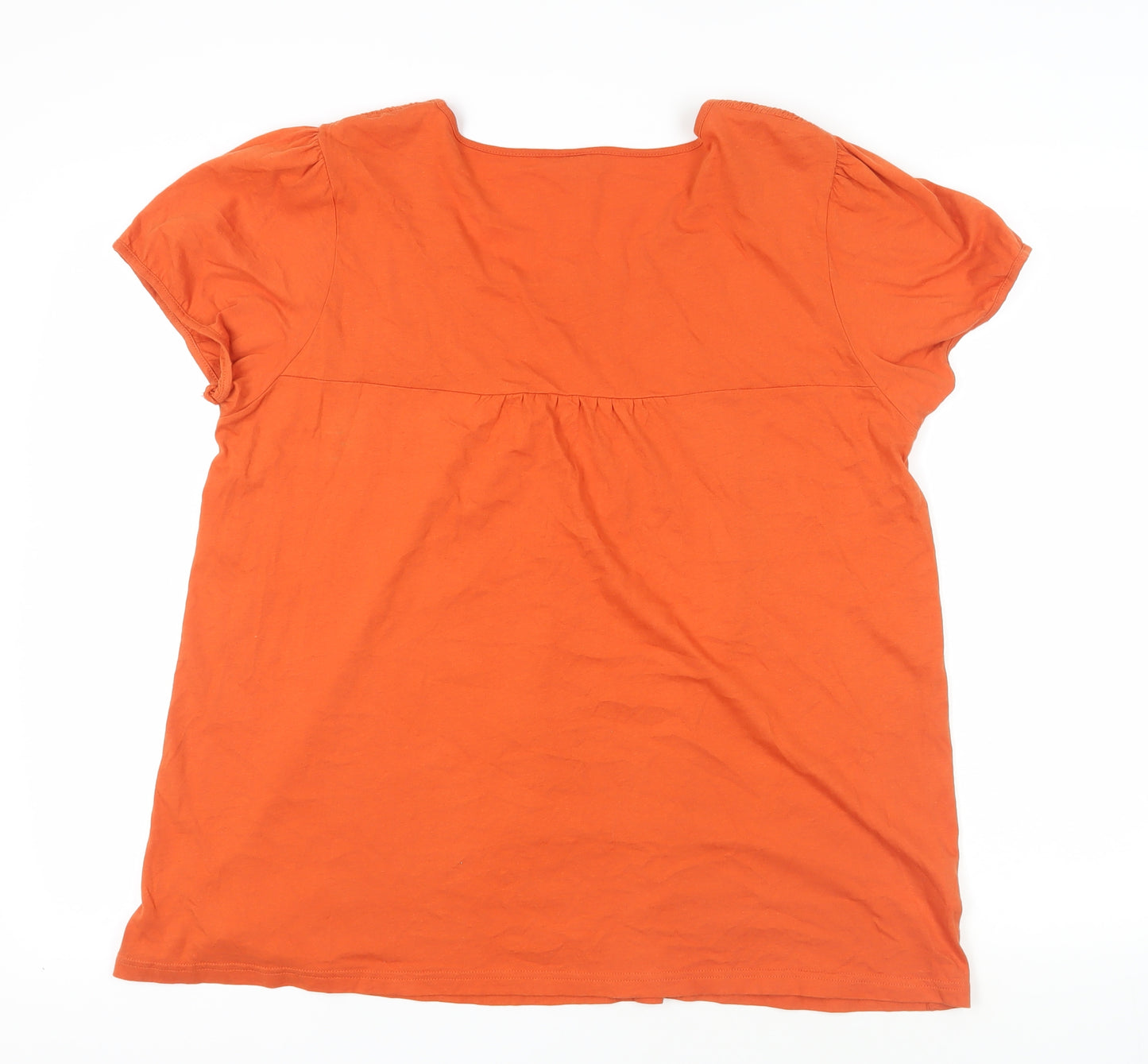 Rogers Womens Orange Cotton Basic T-Shirt Size 20 Round Neck