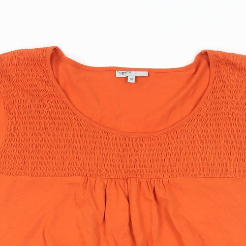 Rogers Womens Orange Cotton Basic T-Shirt Size 20 Round Neck