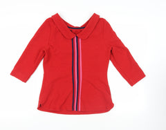 Boden Womens Red Cotton Basic Blouse Size 12 Collared