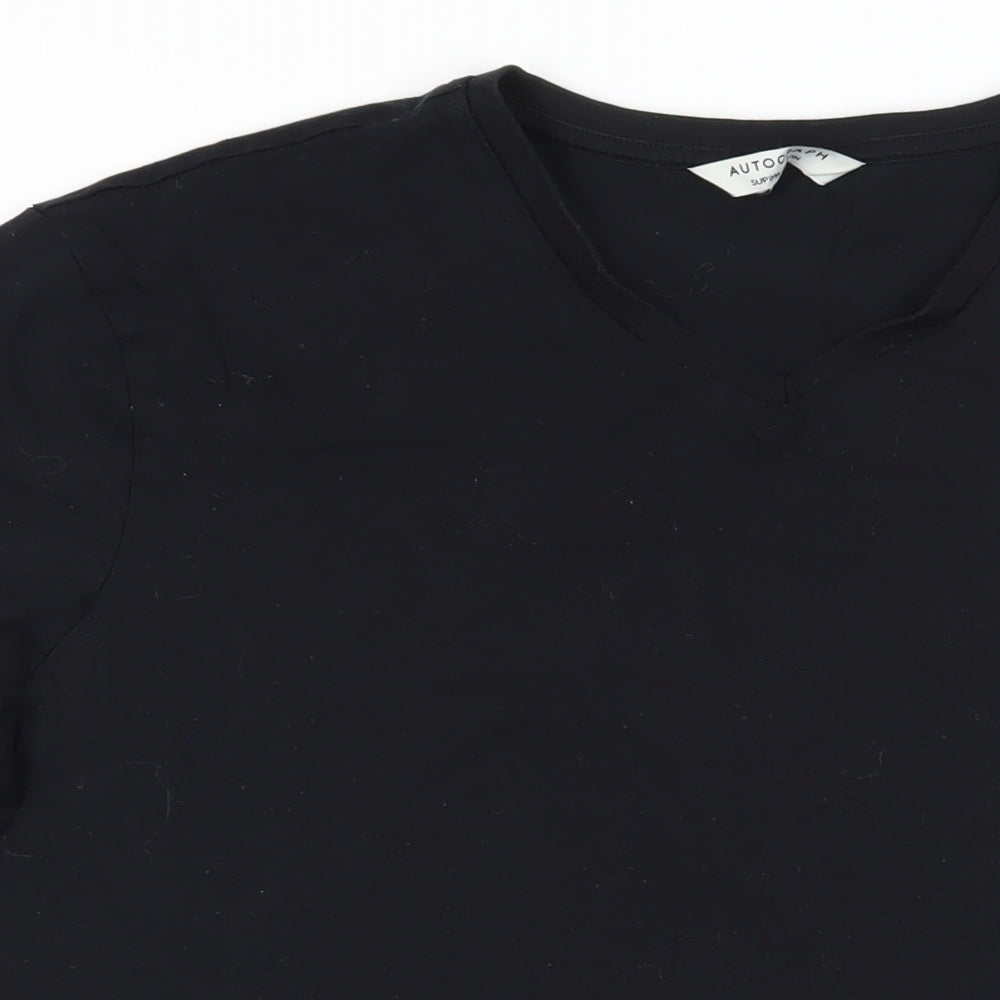 Autograph Mens Black Cotton T-Shirt Size XL V-Neck