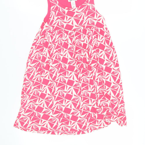 H&M Girls Pink Geometric Viscose Tank Dress Size 10-11 Years Scoop Neck Pullover