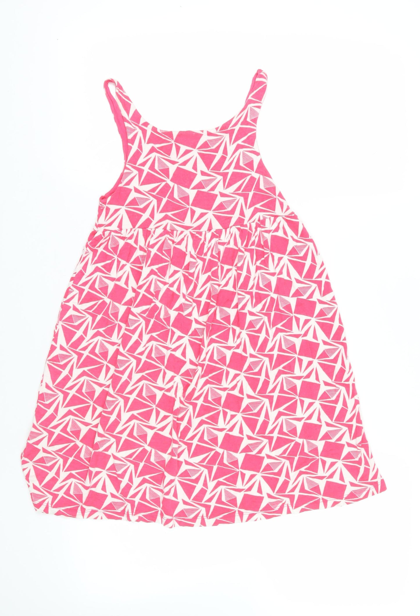H&M Girls Pink Geometric Viscose Tank Dress Size 10-11 Years Scoop Neck Pullover