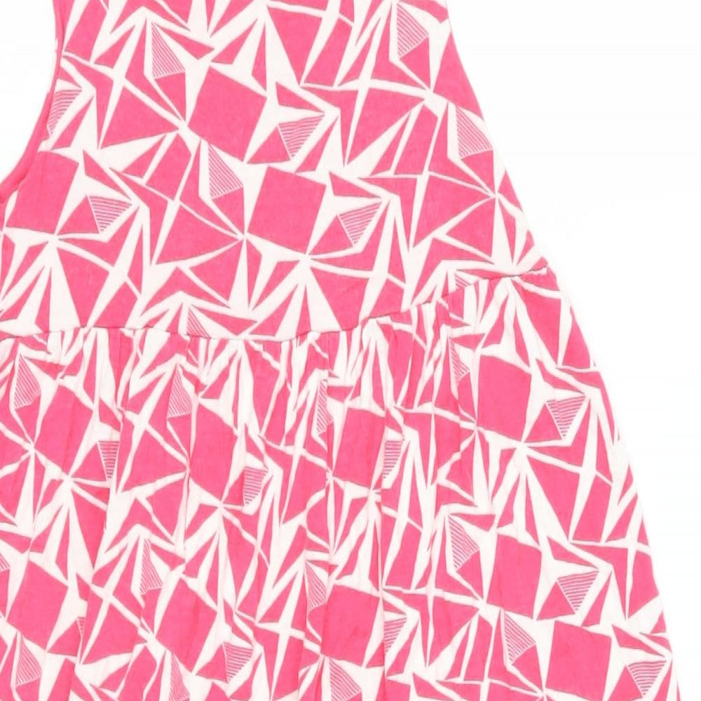 H&M Girls Pink Geometric Viscose Tank Dress Size 10-11 Years Scoop Neck Pullover