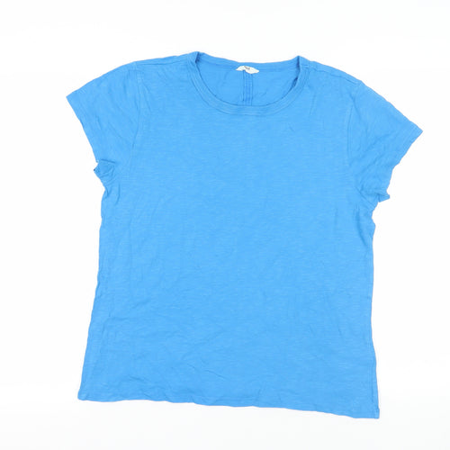 Hush Womens Blue Cotton Basic T-Shirt Size L Crew Neck