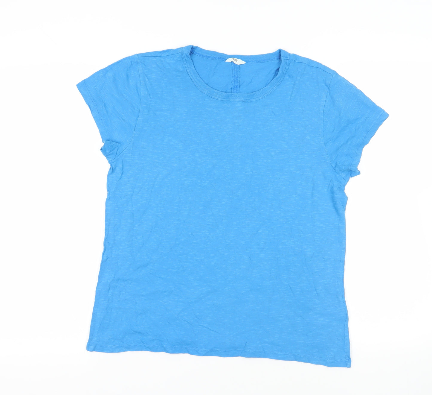 Hush Womens Blue Cotton Basic T-Shirt Size L Crew Neck