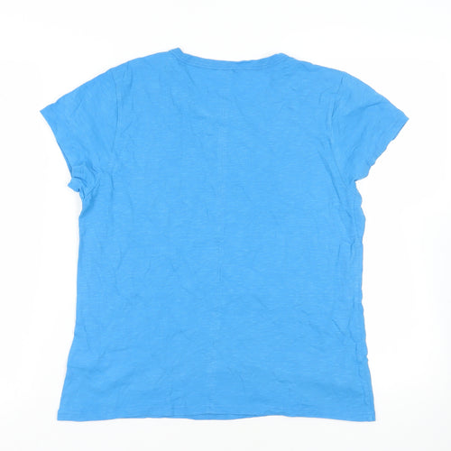 Hush Womens Blue Cotton Basic T-Shirt Size L Crew Neck