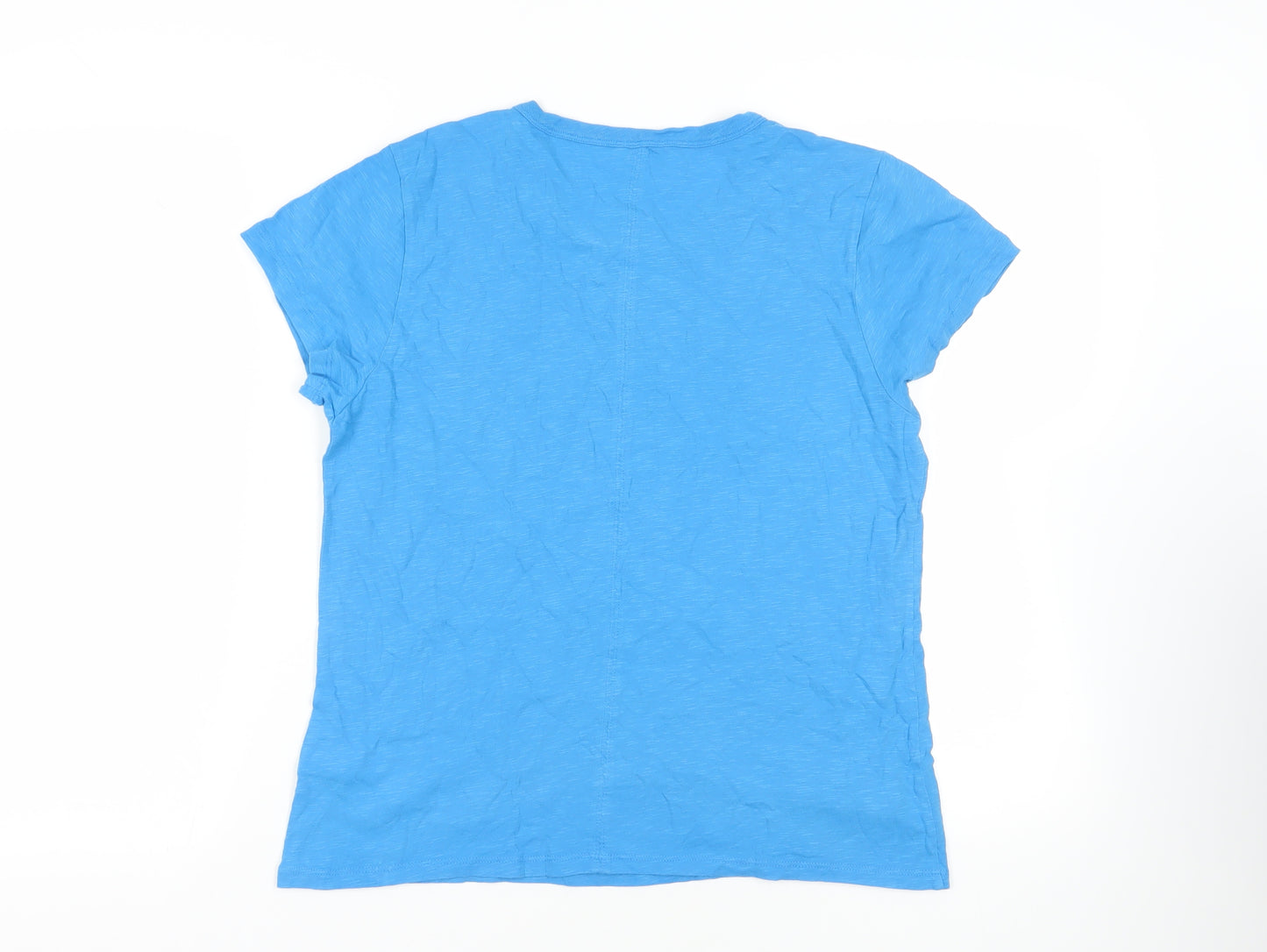 Hush Womens Blue Cotton Basic T-Shirt Size L Crew Neck