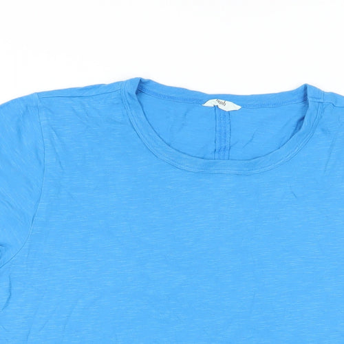 Hush Womens Blue Cotton Basic T-Shirt Size L Crew Neck