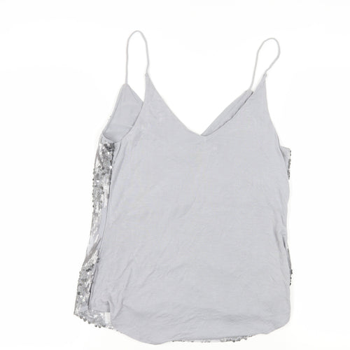 Oasis Womens Grey Viscose Camisole Tank Size M V-Neck - Sequin