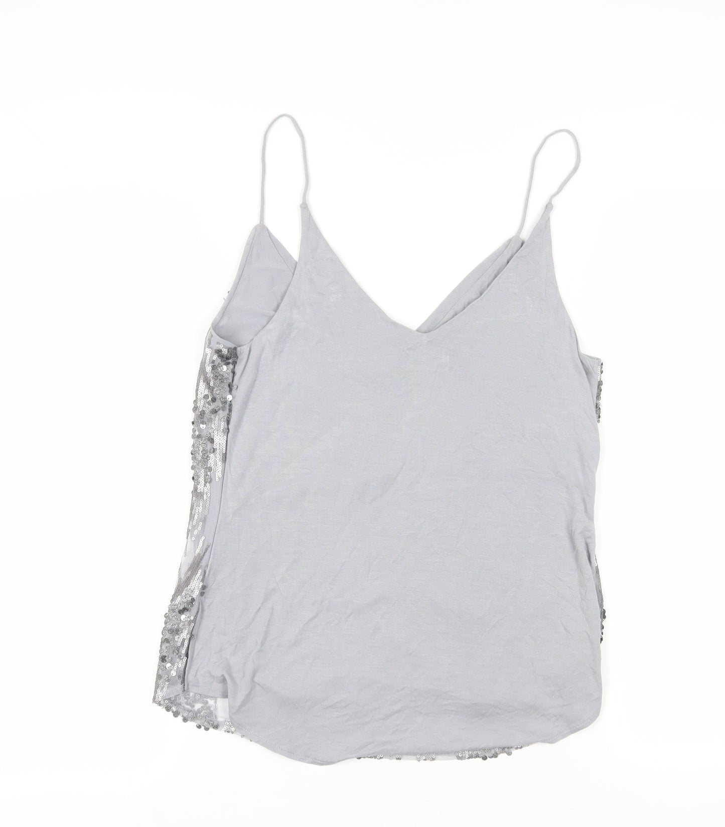 Oasis Womens Grey Viscose Camisole Tank Size M V-Neck - Sequin