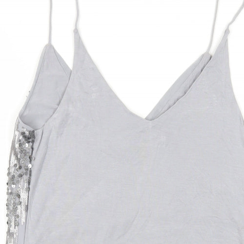 Oasis Womens Grey Viscose Camisole Tank Size M V-Neck - Sequin