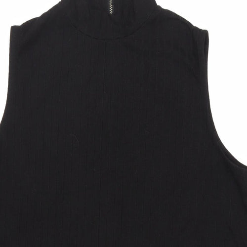 ASOS Womens Black Viscose Basic Blouse Size 10 Mock Neck - Ribbed