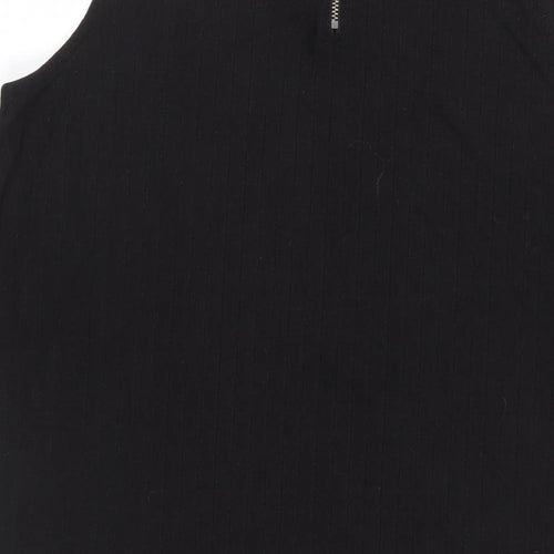 ASOS Womens Black Viscose Basic Blouse Size 10 Mock Neck - Ribbed