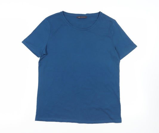 Marks and Spencer Womens Blue Cotton Basic T-Shirt Size 10 Crew Neck