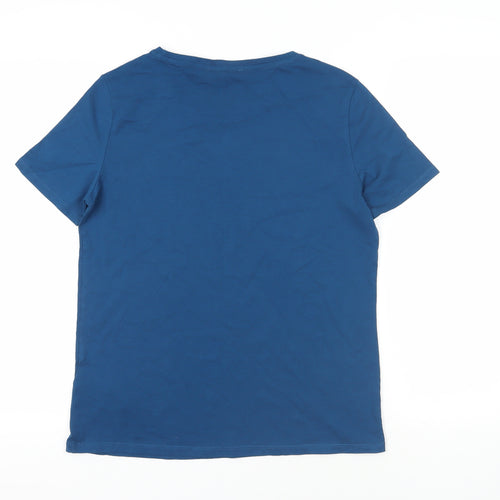 Marks and Spencer Womens Blue Cotton Basic T-Shirt Size 10 Crew Neck