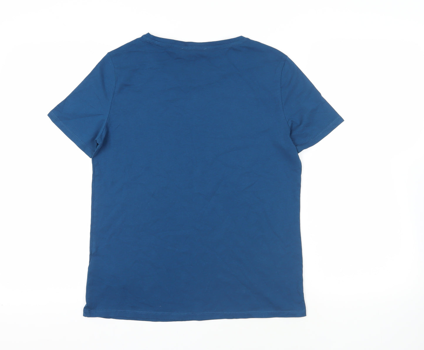 Marks and Spencer Womens Blue Cotton Basic T-Shirt Size 10 Crew Neck