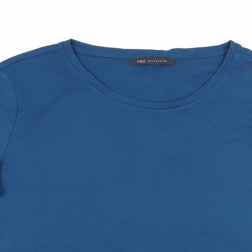 Marks and Spencer Womens Blue Cotton Basic T-Shirt Size 10 Crew Neck