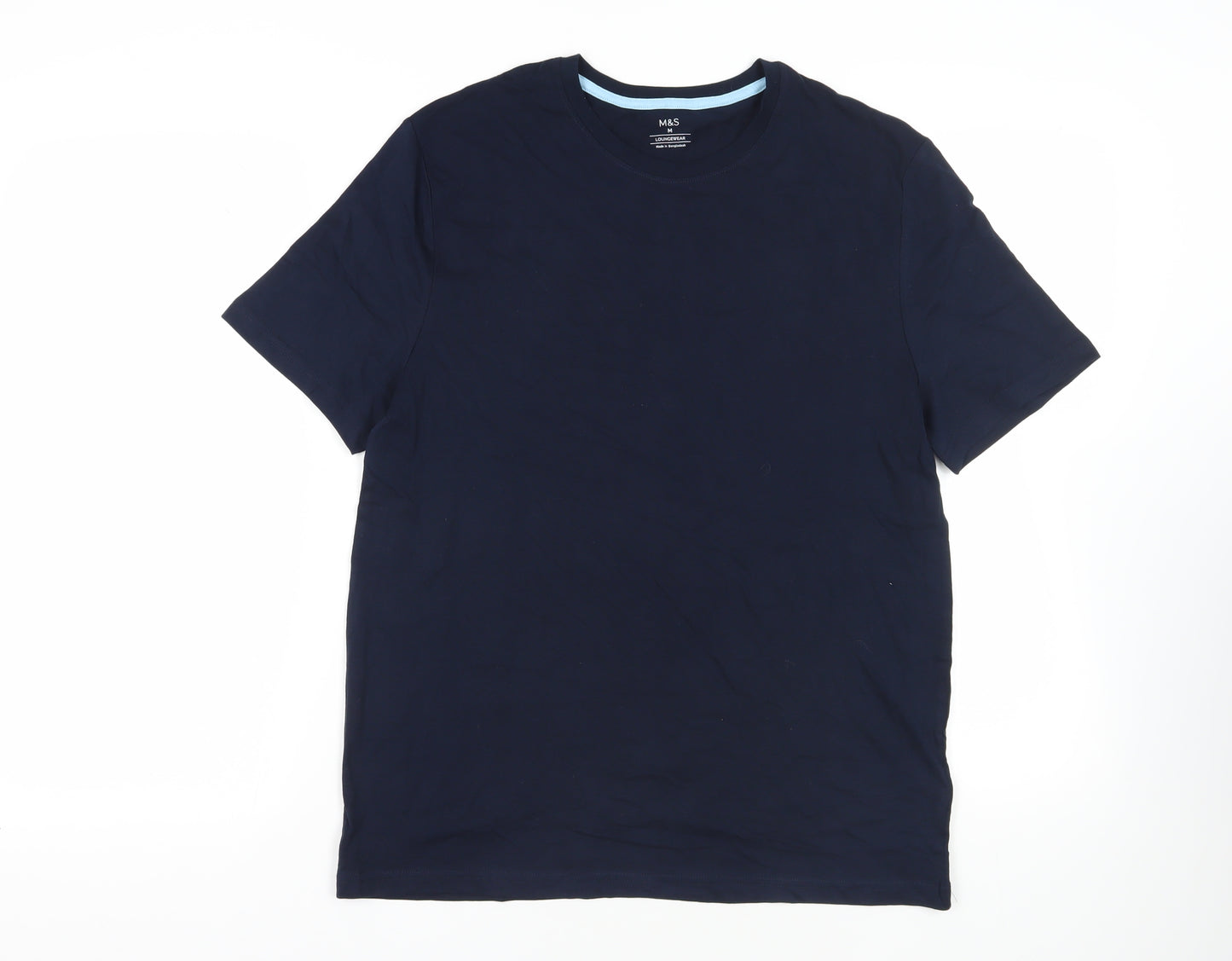 Marks and Spencer Mens Blue Cotton T-Shirt Size M Crew Neck