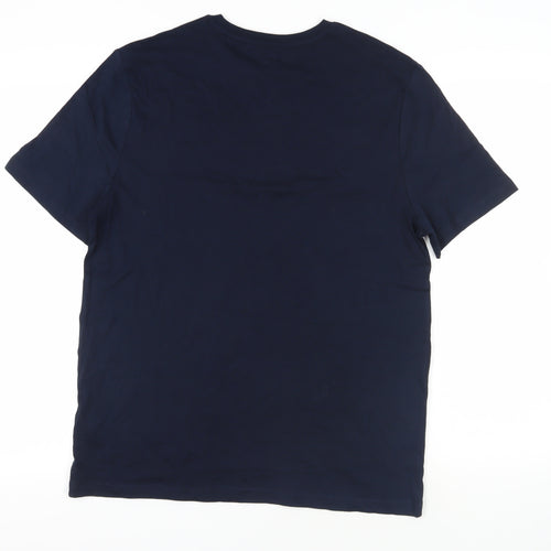 Marks and Spencer Mens Blue Cotton T-Shirt Size M Crew Neck