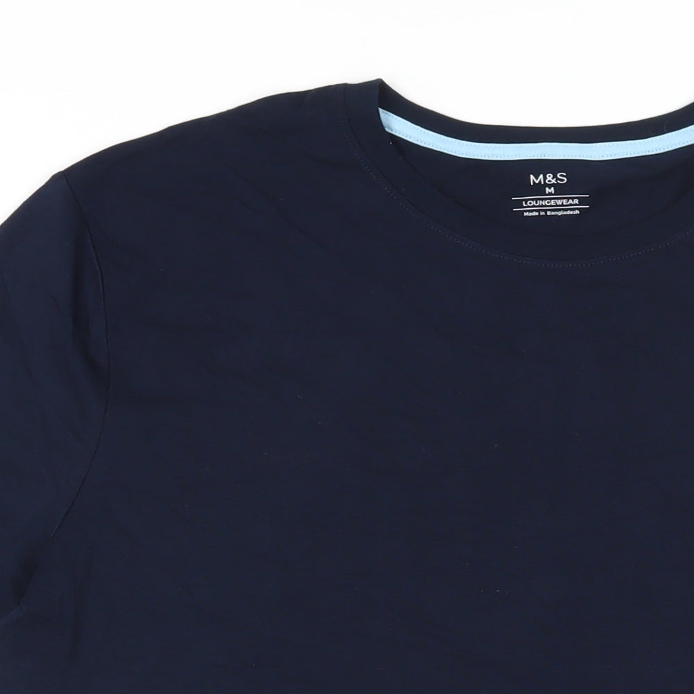 Marks and Spencer Mens Blue Cotton T-Shirt Size M Crew Neck