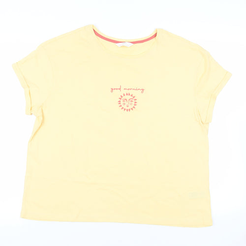 Marks and Spencer Womens Yellow Solid Cotton Top Pyjama Top Size L - Sun Good Morning