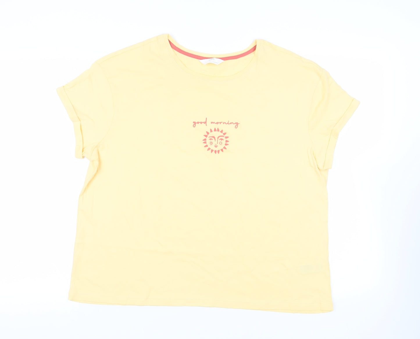 Marks and Spencer Womens Yellow Solid Cotton Top Pyjama Top Size L - Sun Good Morning