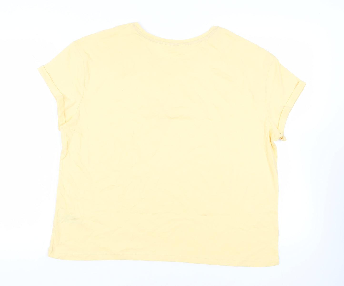 Marks and Spencer Womens Yellow Solid Cotton Top Pyjama Top Size L - Sun Good Morning