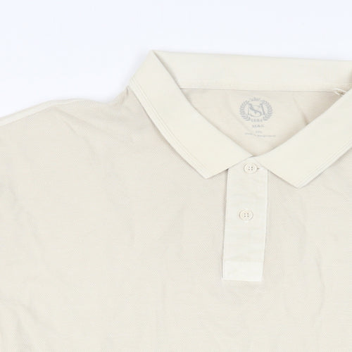 Marks and Spencer Mens Beige Cotton Polo Size 3XL Collared Button