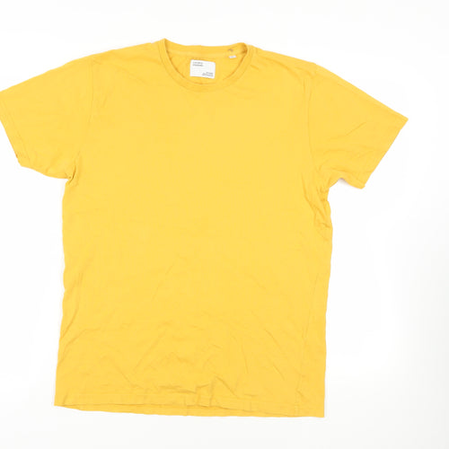 Colorful Standard Mens Yellow Cotton T-Shirt Size M Crew Neck