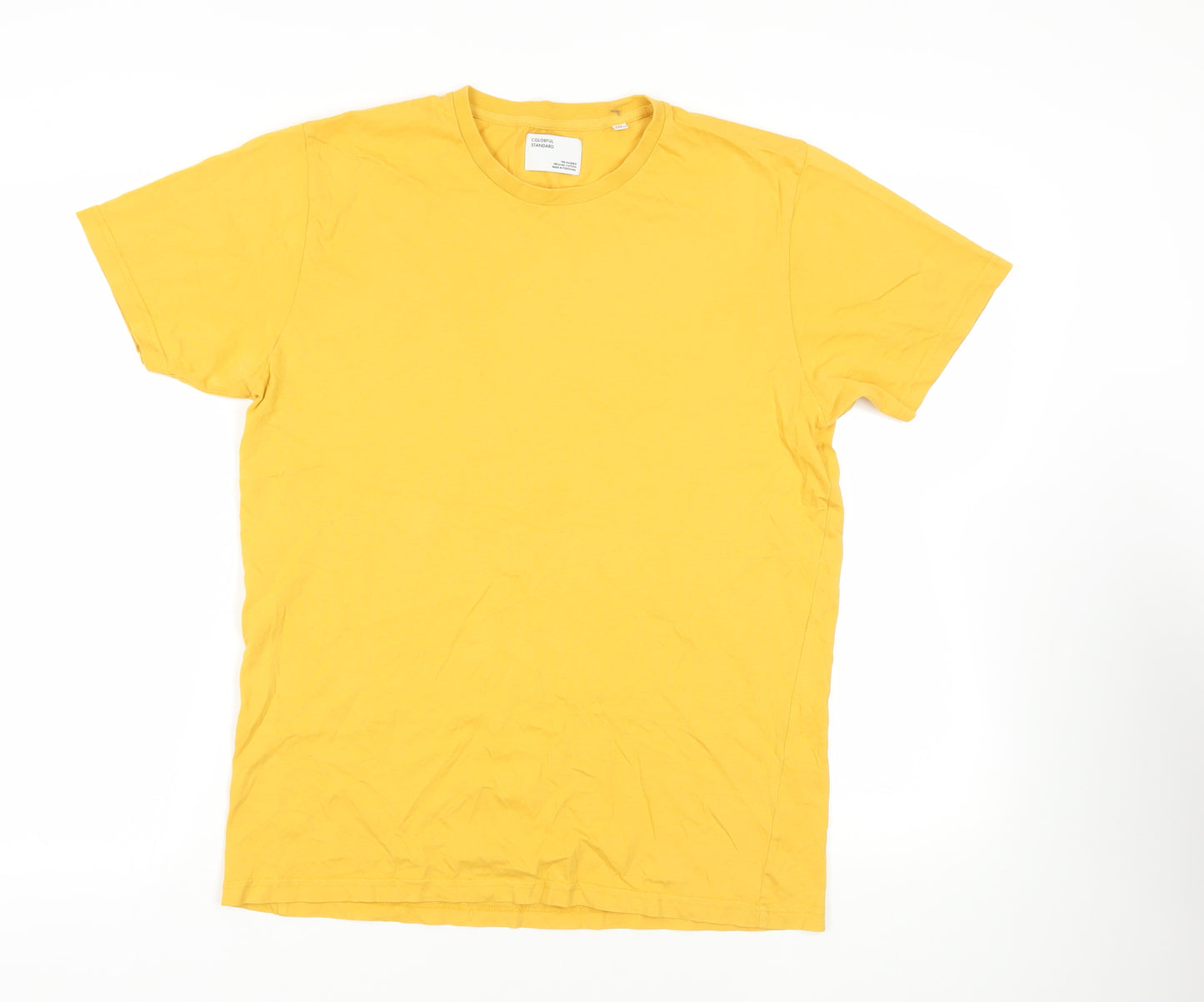 Colorful Standard Mens Yellow Cotton T-Shirt Size M Crew Neck