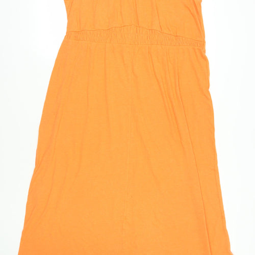 Marks and Spencer Womens Orange Linen Maxi Size 18 Round Neck Pullover - Elasticated Waist