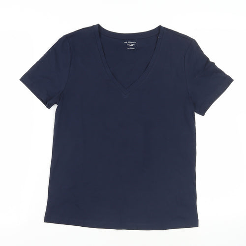 Marks and Spencer Womens Blue Cotton Basic T-Shirt Size 6 V-Neck