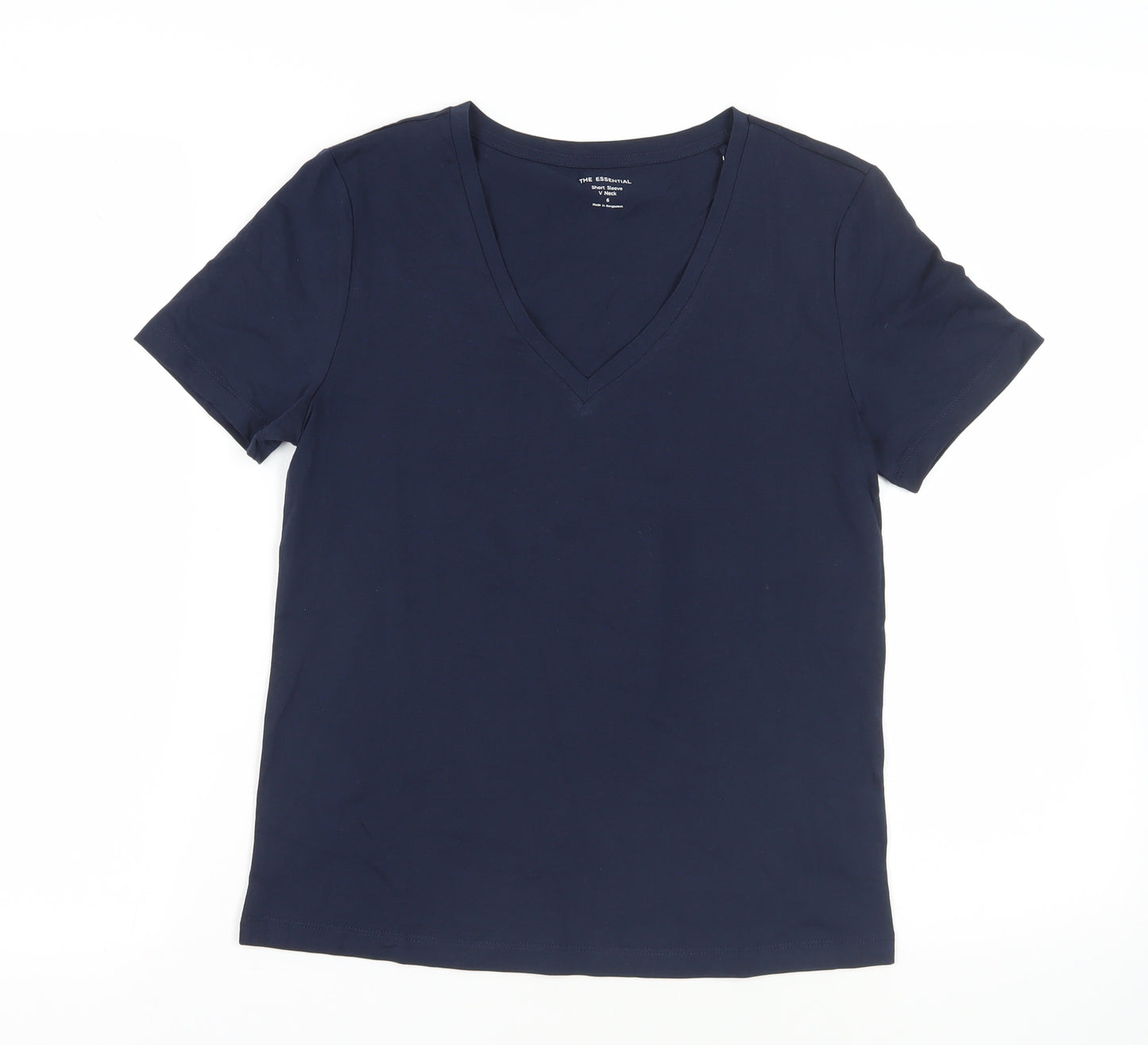 Marks and Spencer Womens Blue Cotton Basic T-Shirt Size 6 V-Neck