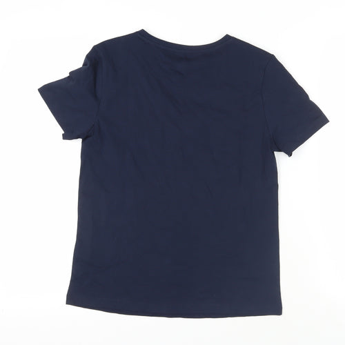 Marks and Spencer Womens Blue Cotton Basic T-Shirt Size 6 V-Neck