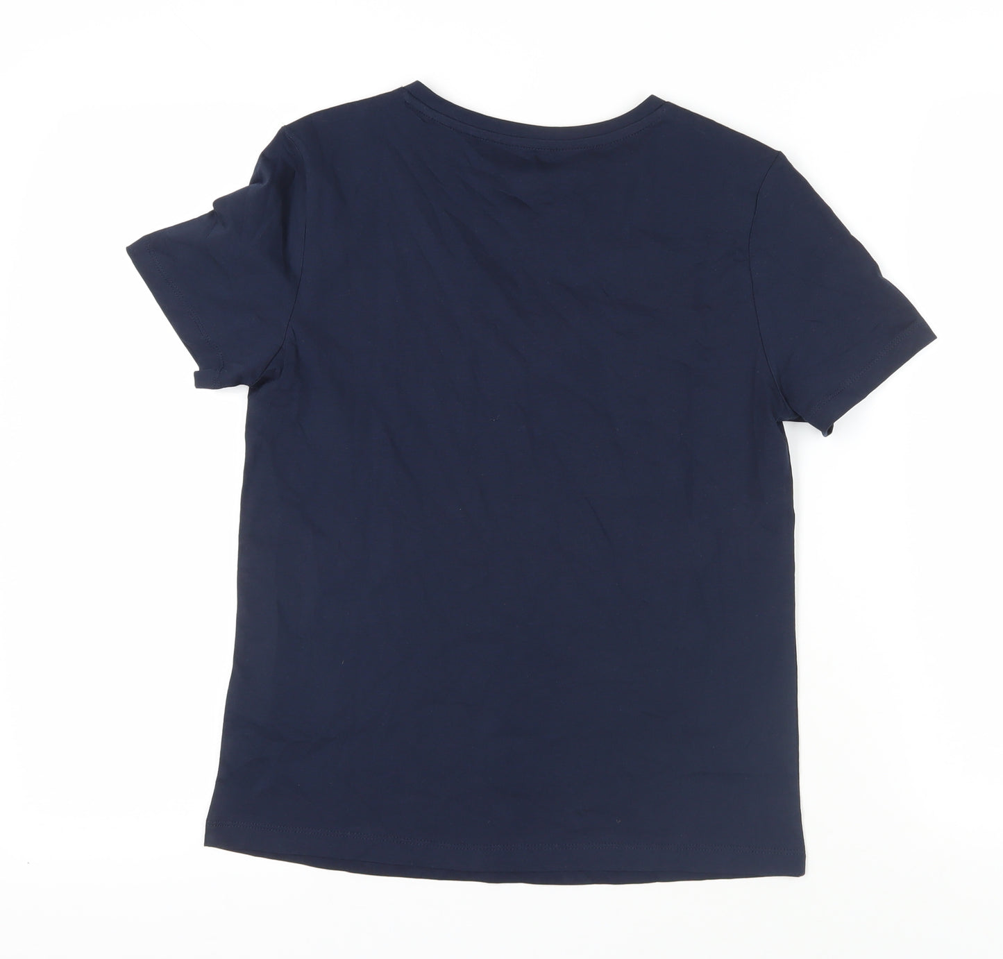 Marks and Spencer Womens Blue Cotton Basic T-Shirt Size 6 V-Neck