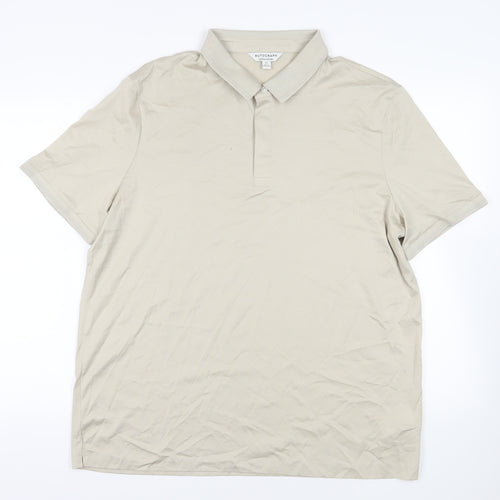 Autograph Mens Beige Cotton Polo Size 2XL Collared Button