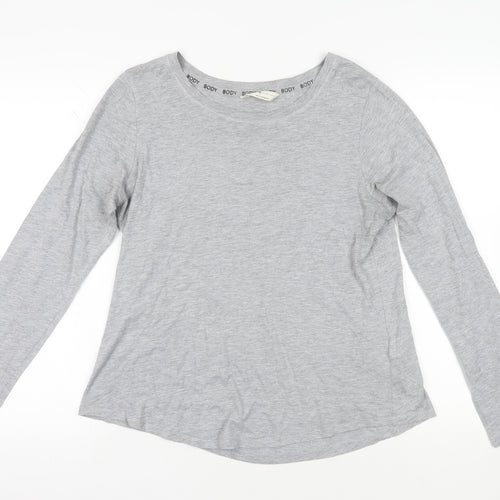 Marks and Spencer Womens Grey Solid Cotton Top Pyjama Top Size 14