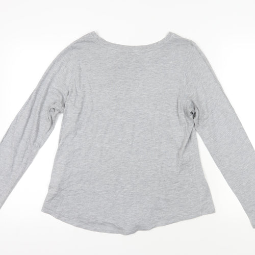 Marks and Spencer Womens Grey Solid Cotton Top Pyjama Top Size 14
