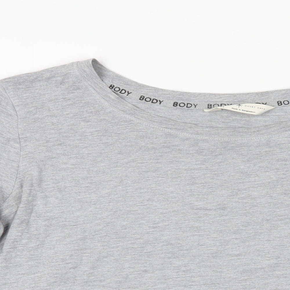 Marks and Spencer Womens Grey Solid Cotton Top Pyjama Top Size 14