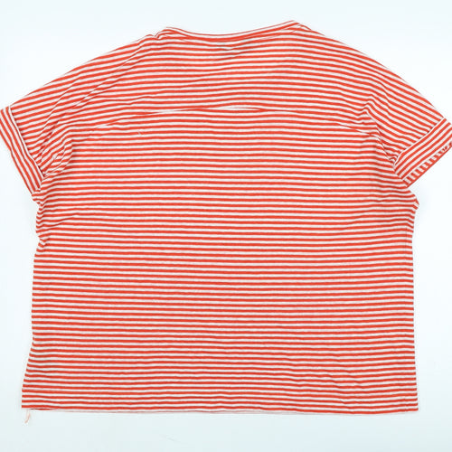Marks and Spencer Womens Red Cotton Basic T-Shirt Size 18 Boat Neck
