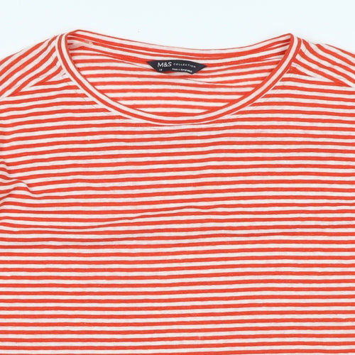 Marks and Spencer Womens Red Cotton Basic T-Shirt Size 18 Boat Neck