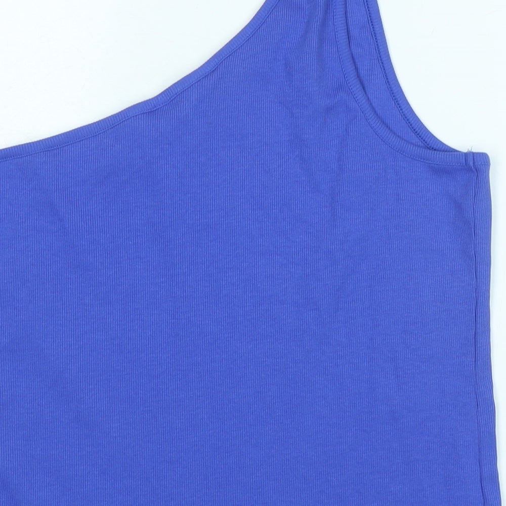 Marks and Spencer Womens Purple Cotton Basic Tank Size 20 One Shoulder