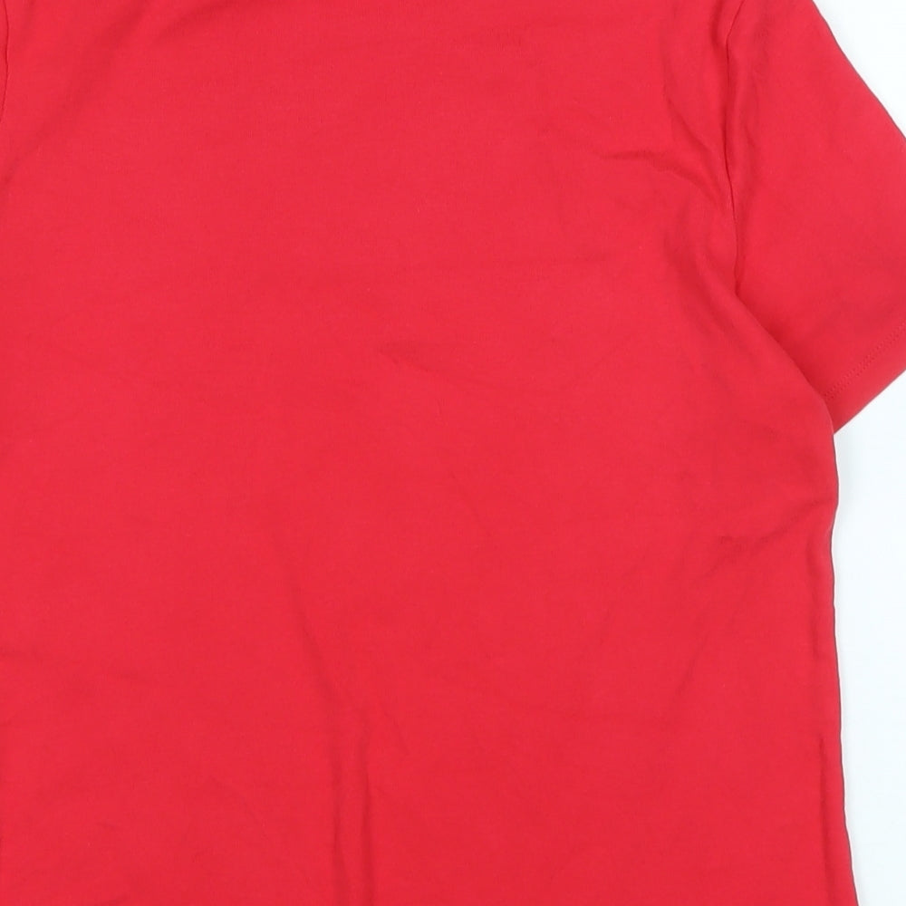 Marks and Spencer Womens Red Cotton Basic T-Shirt Size 16 Scoop Neck