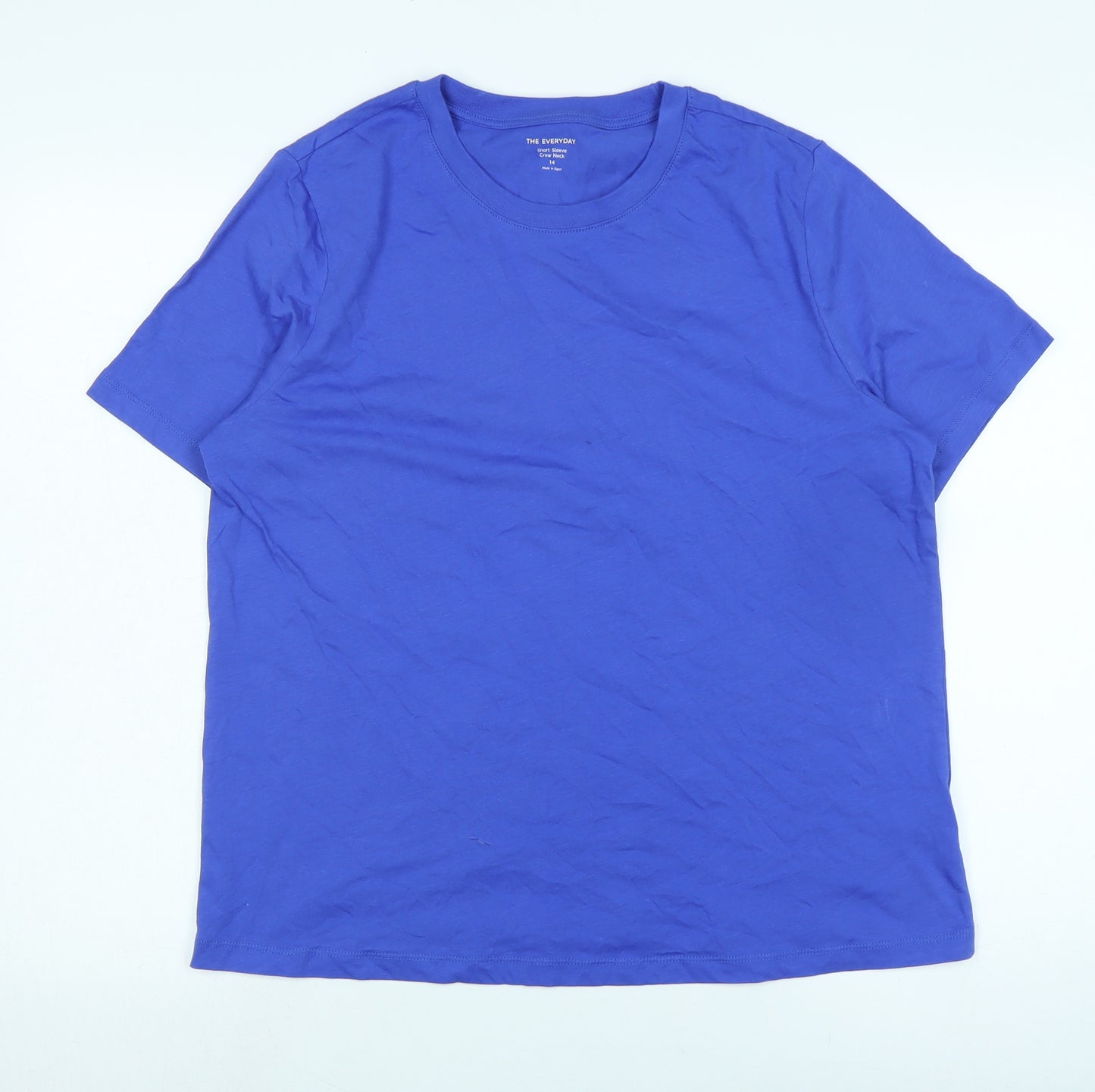 NEXT Womens Blue Cotton Basic T-Shirt Size 14 Crew Neck