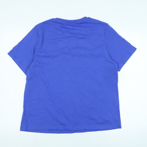 NEXT Womens Blue Cotton Basic T-Shirt Size 14 Crew Neck
