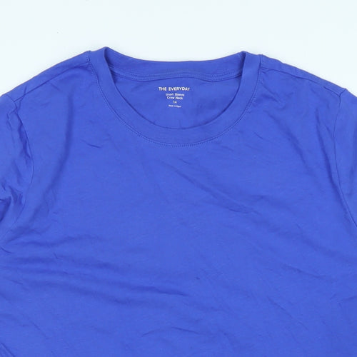 NEXT Womens Blue Cotton Basic T-Shirt Size 14 Crew Neck